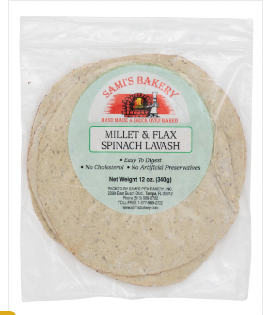 Millet and Flax Spinach Lavash